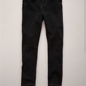 Black Distressed straight cropped Jeans